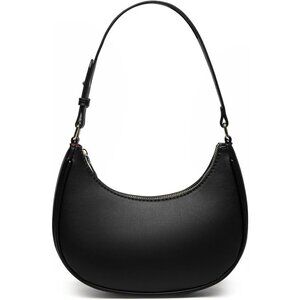 Women Black Retro Classic Clutch Shoulder Tote Hand Bag With Zipper Closure